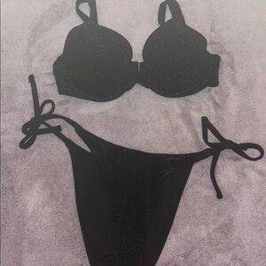 Victoria's Secret Black Glitter Bikini Timeless Swimwear
